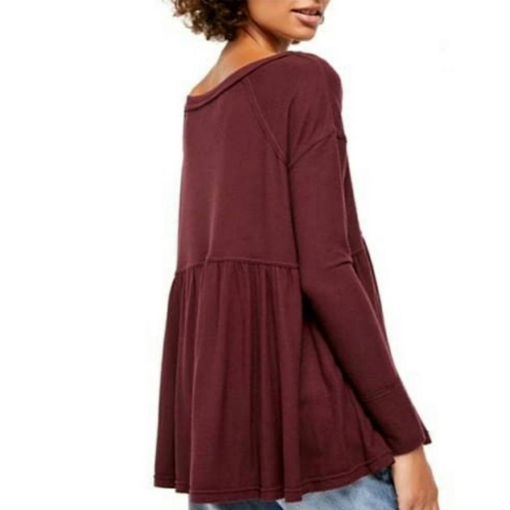 Free People baby doll garnet long sleeve tunic S